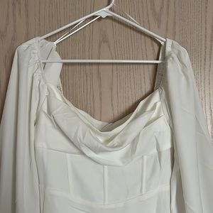 Princess Polly dress in white with a cowl neck